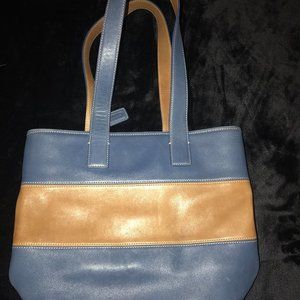 Vintage Coach Blue/Camel legacy leather tote